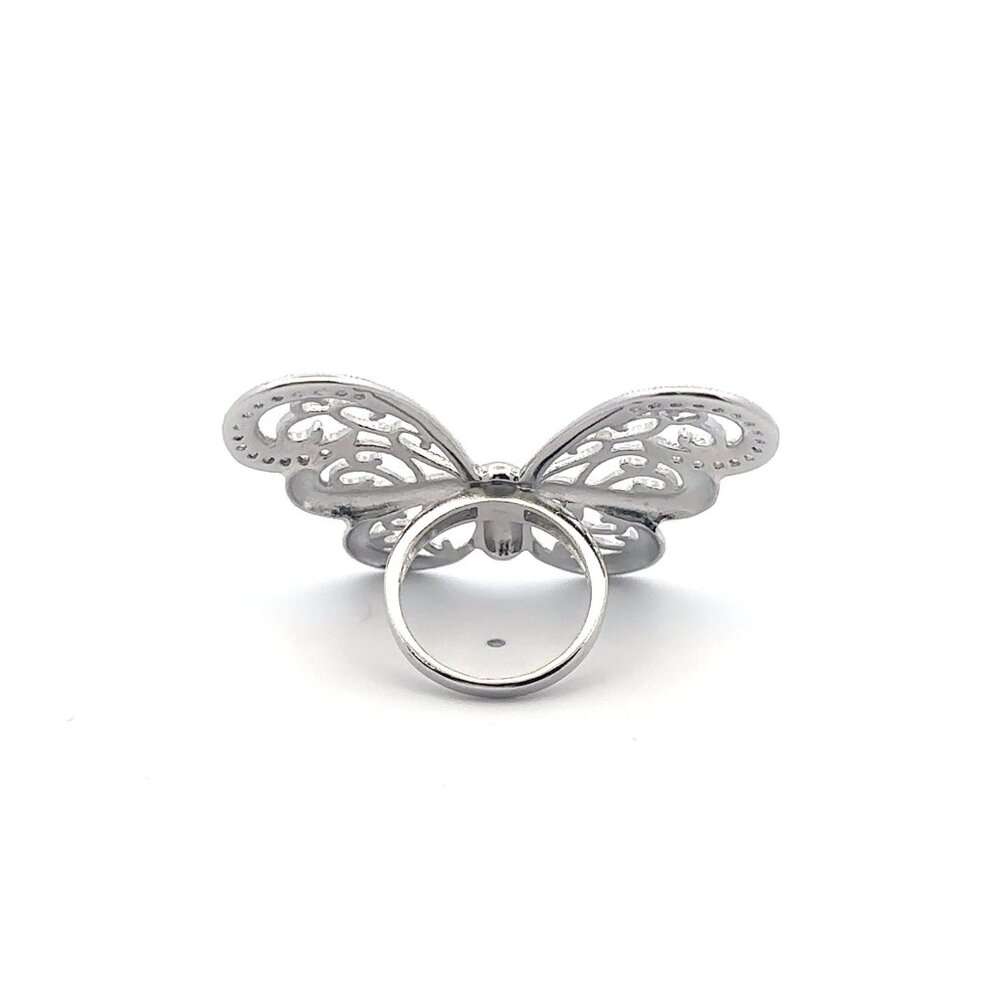 925 Sterling Silver Ring  Butterfly Very Large Cubic Zirconia Size 5 - Picture 4 of 7